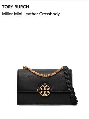 Tory Burch Miller Mini Leather C/B. Black/Gold.